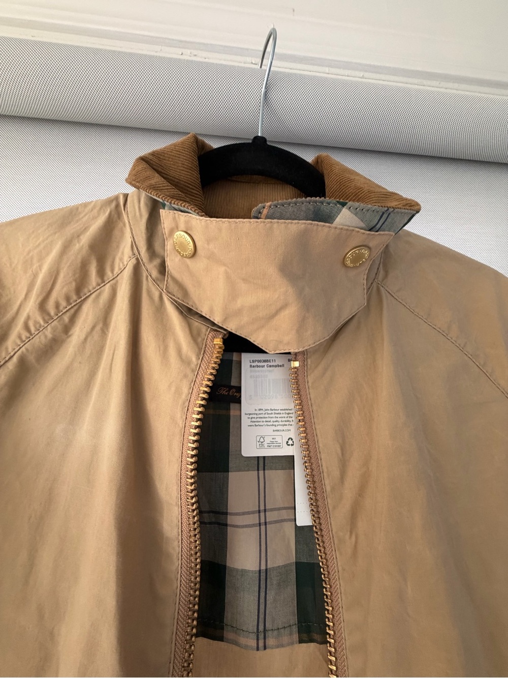 Barbour Campbell Jacket with Brown Corduroy Collar - Picture 4 of 12